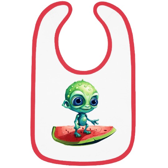 Green Alien Meets Watermelon: Exotic Encounter Bibs