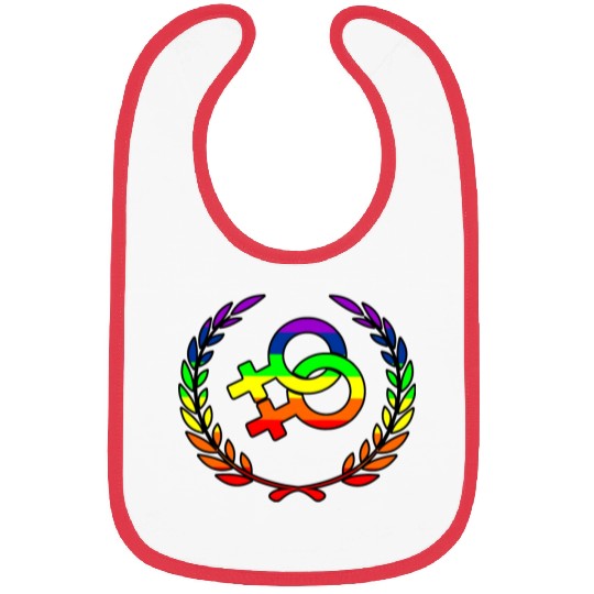Rainbow lesbians pride logo laurel wreath Bibs