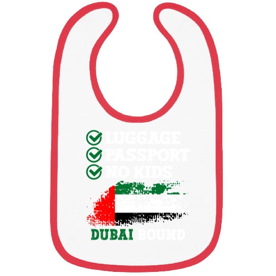 Luggage Passport No Kids Dubai Bound Vacation Bibs