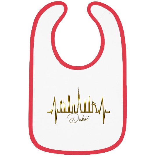 Dubai Skyline Heartbeat Burj Khalifa Silhouette Bibs