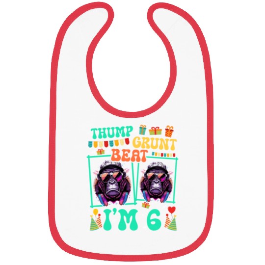 Thump Grunt Beat I'm 6 Gorilla Lover Kid 6th Bibs