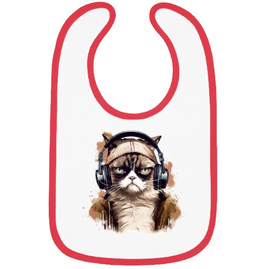 Funny Cat - grumpy face Bibs