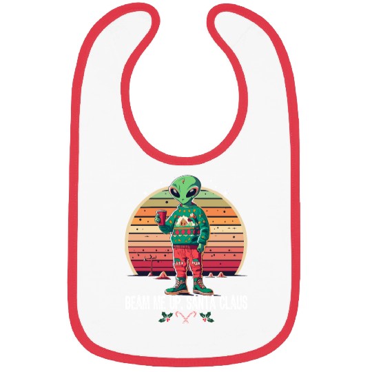 Beam Me Up Santa Claus Alien Christmas Ufo Coffee Bibs