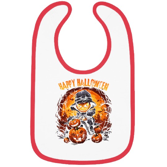Halloween Pumpkin Riding Motorcycle Rider Bibs
