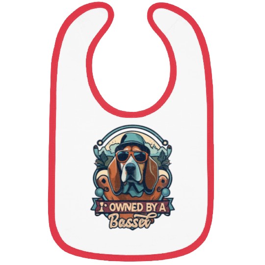 I Am Owned By A Basset Hound Funny Cool Dog Lover Bibs