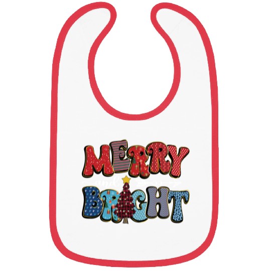 Merry and Bright Chistmas Tree Cute Christmas Bibs