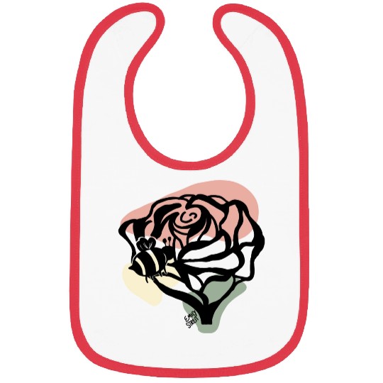 Rose and Bee Doodle Bibs