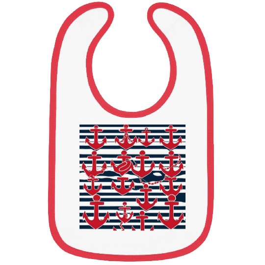 classic nautical horizontal white and navy blue Bibs