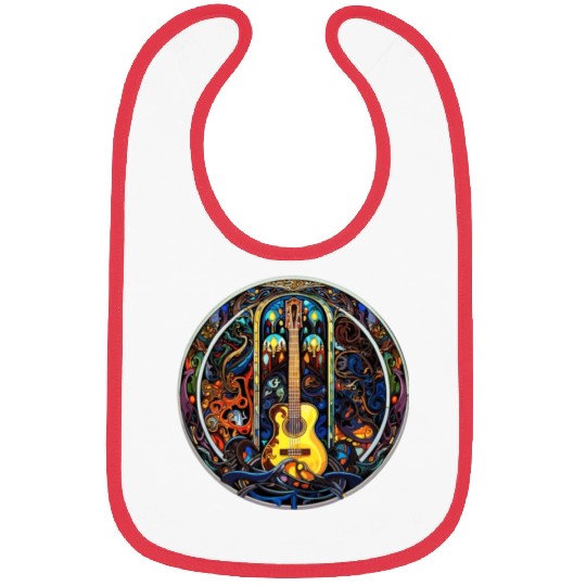 Funny Guitar Artistic Style - Guitar Stained Glass Bibs