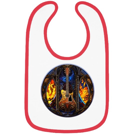 Stained Glass Design - Guitar in Stained Glass Pa Bibs