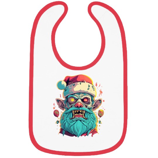 Zombie Face With Santa Hat Bibs