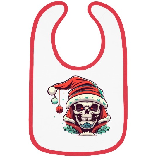 Skeleton Face With Santa Hat Bibs