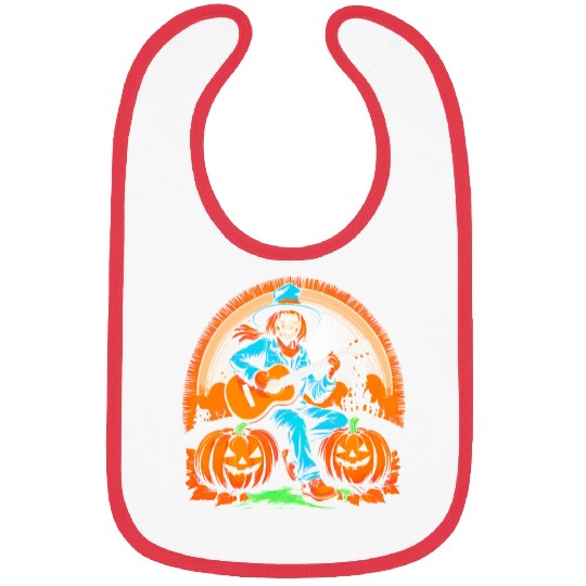 Happy Halloween scarecrow plays guitar Bibs