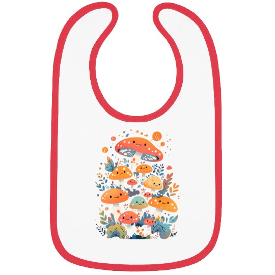 Cute Mushroom Creatures Bibs