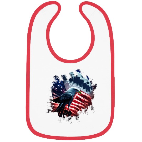 America eagle under Moon with American Flag Bibs