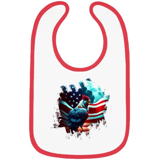 America chicken under Moon with American Flag Bibs