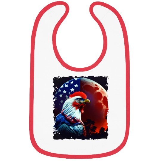America chicken under Moon with American Flag Bibs