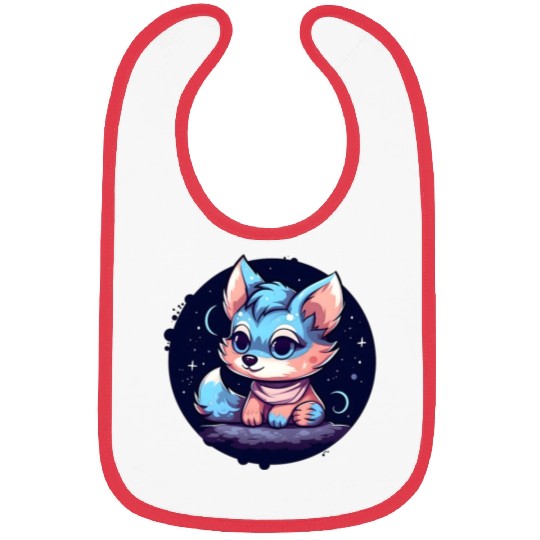 Digital Art Fox Sitting on Rock Crescent Moon Bibs