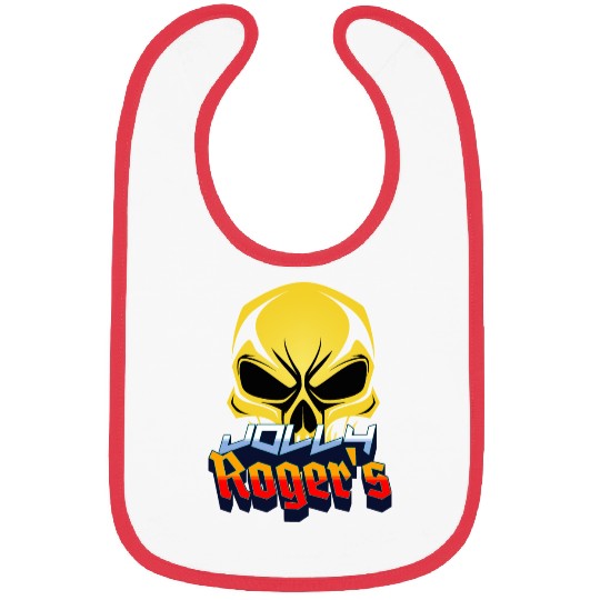 Jolly Roger Yellow Skull on a Purple Background Bibs