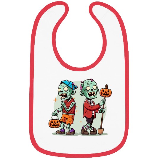 Trick or Treat Zombie Duo Halloween Design Bibs