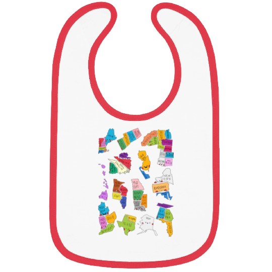 50 Cute US States Sticker Pack Bibs