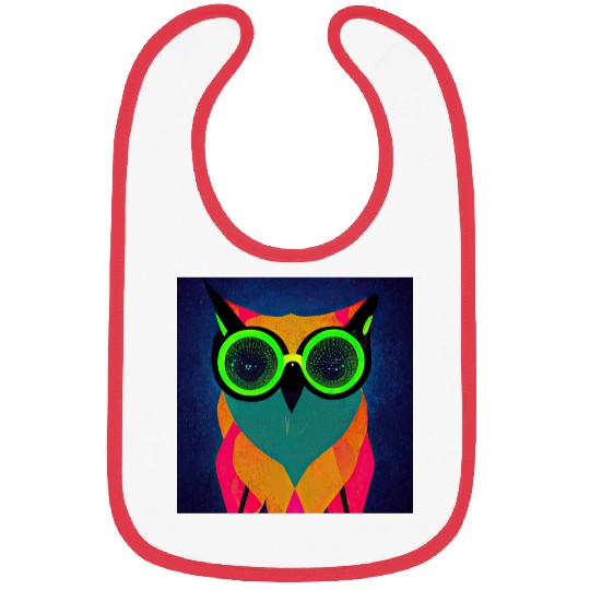 Mod Owl: Bold Owl with Green Glasses Bibs