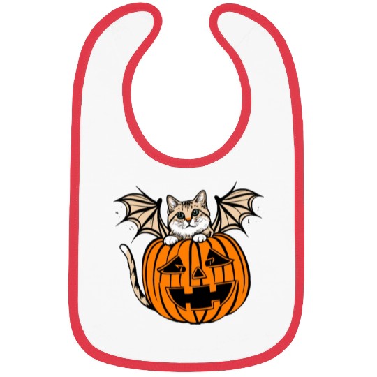 Cute Creepy Cat With Bat Wings Funny Halloween Bibs