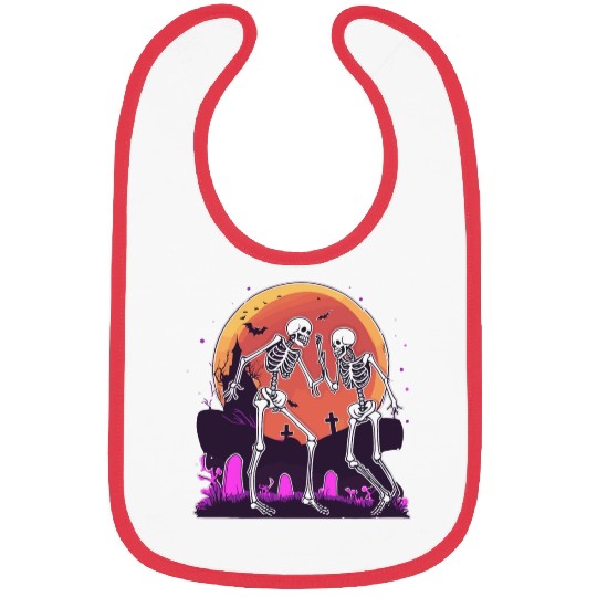 "Skeletal Dance-Off Under Neon Moon" Bibs