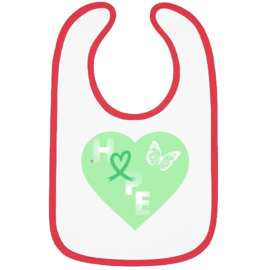 Liver Cancer Hope & Butterfly Heart Green/White Bibs