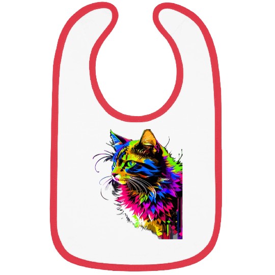 Rainbow Cat Realistic Watercolor Cute Cat Paint Bibs
