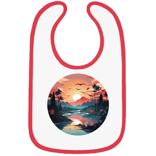 Sunrise Dawn Serene Lakeside Symphony Bibs