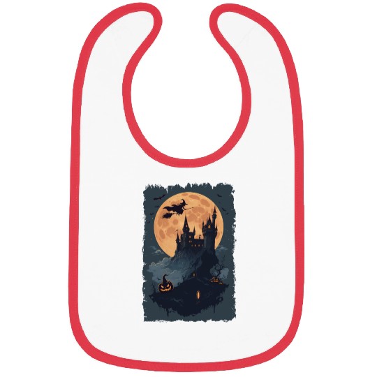 Witch flying into the castle Bibs