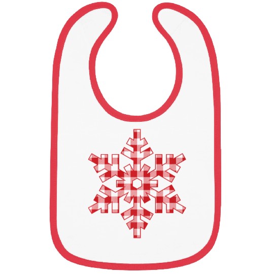 Red Plaid Christmas Snowflake Bibs