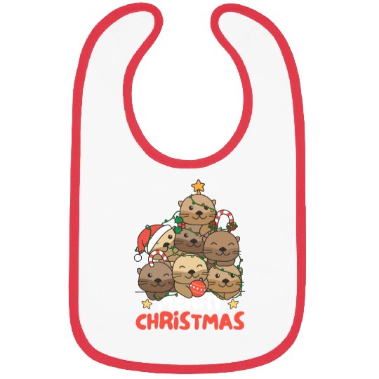 Otter Christmas Tree Merry Christmas Bibs