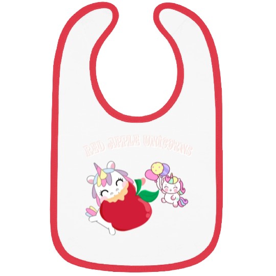 Funny Unicorn Hungry Eat a Red Apple Day Bibs