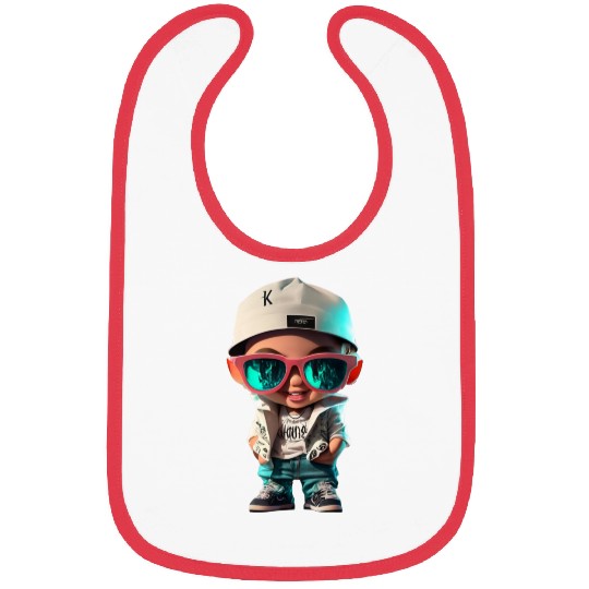 The boy poses in stylish clothes hip hop Bibs