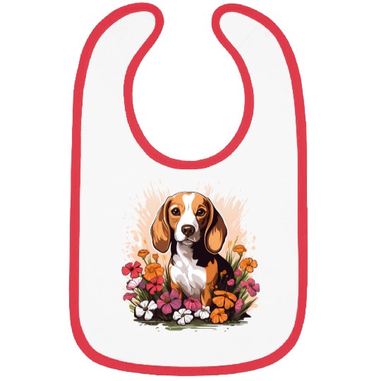 Beagle Mountain Flower Cute Colorful Puppy Dog Bibs
