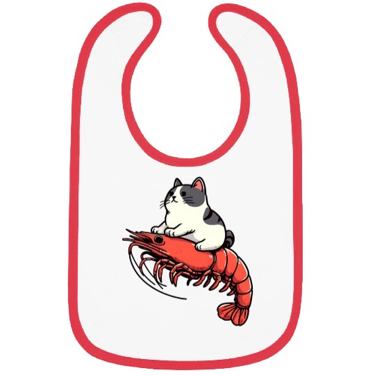 Cat rides shrimp Bibs