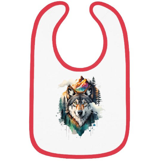 Majestic Mountain Wolf Nature Inspired Artwork Bibs