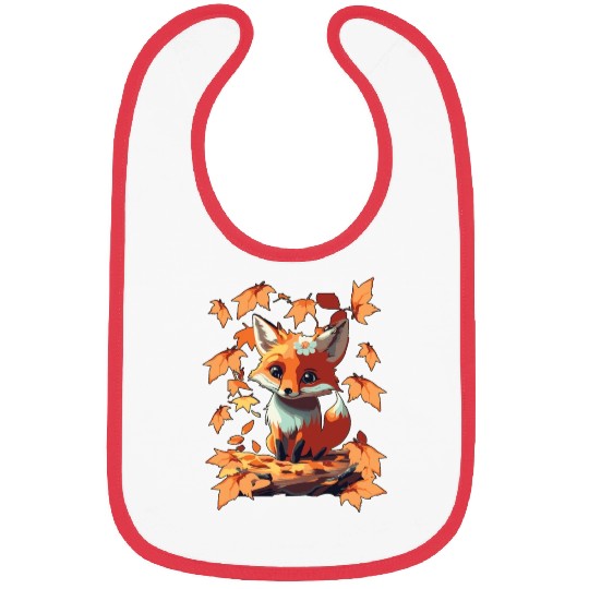 Sweet cute fox in autumn Bibs