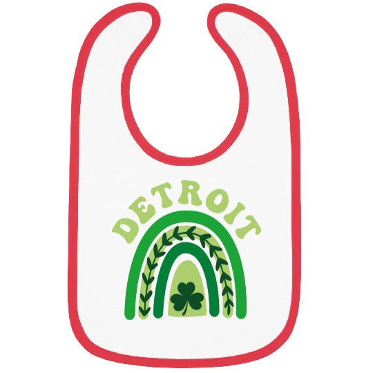 Detroit Michigan Irish Shamrock Kawaii Rainbo St Bibs