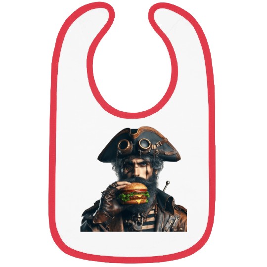Steampunk Pirate Eating Burger Bibs