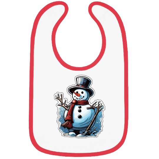 Snowman / Winter / Snowflake / White / Frosti Bibs