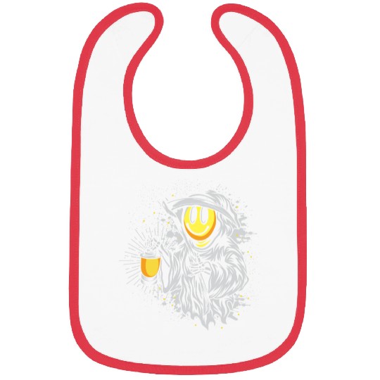 Smiley reaper | scary lantern halloween fun Bibs