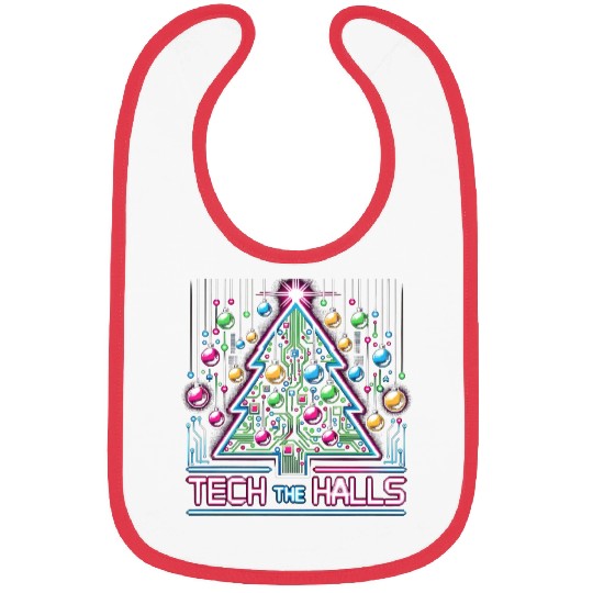 Tech the Halls - Christmas Tree in 8-bit Neon Bibs