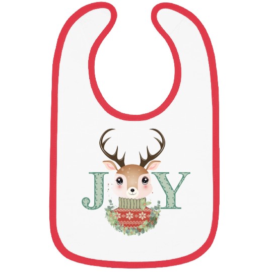 cute deer with sweater and Christmas wreath Bibs