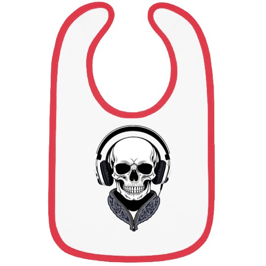 A Skull With Headphones Bibs