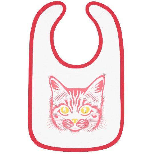 neon red cute cat Bibs