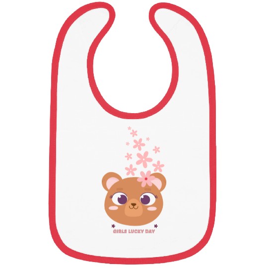 Teddy bear face with flower Bibs
