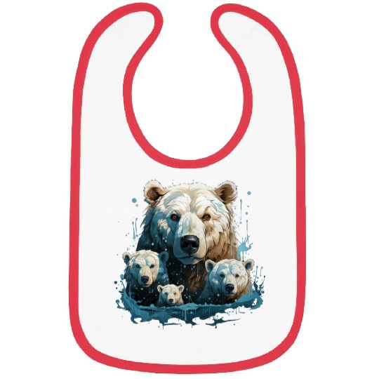 A Polar Bear Family Gift Bear Mom and Cubs Bibs